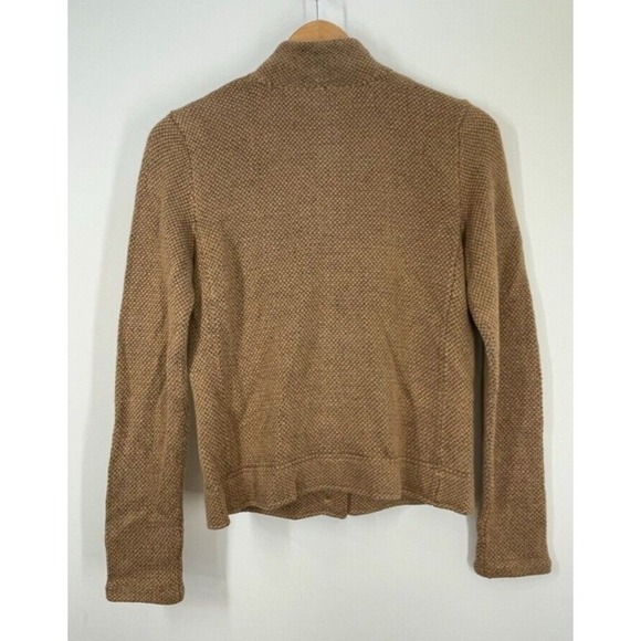 Ralph Lauren Brown Knit Button Jacket Cardigan Mock Neck Preppy Equestrian Small - Picture 2 of 10